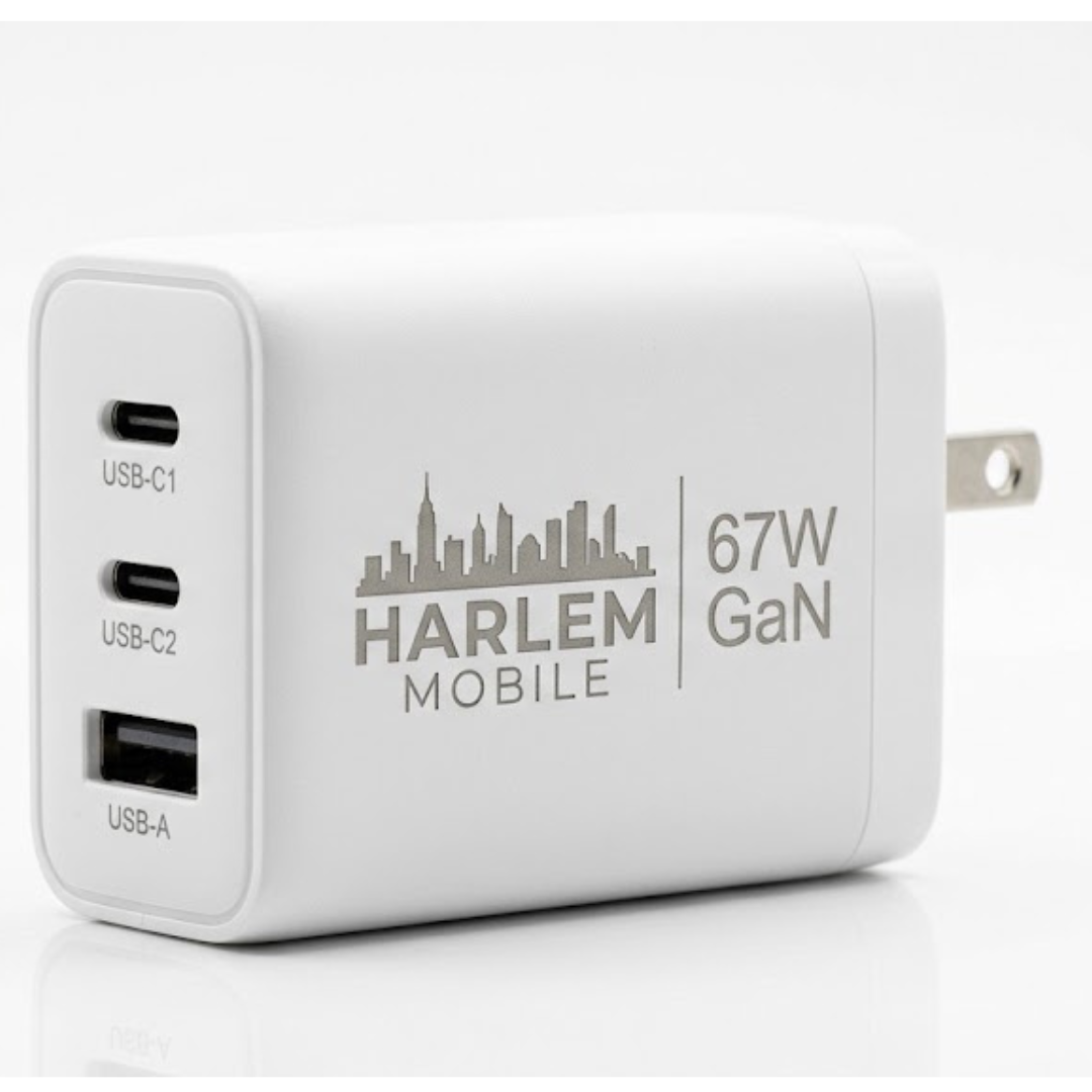 Harleem Mobile Product (2) Harlem Mobile 67W GaN 3-Port Fast Wall Charger Adapter - Image 1